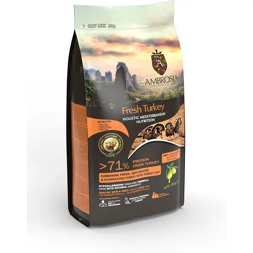 Сухой корм Ambrosia Mediterranean для пожилых, кастрированных собак всех пород с контролем веса с индейкой 100 г - фото 2