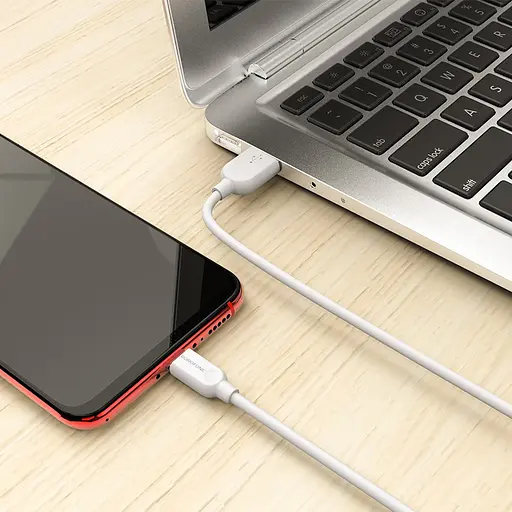 Кабель BOROFONE BX14 USB to Micro 2.4A, 1m, PVC, TPE connectors, White - фото 5