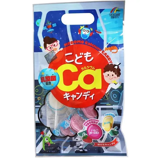 Льодяники Unimat Riken з кальцієм та молочнокислими бактеріями для дітей, зі смаками йогурту та полуничного йогурту 10 шт.