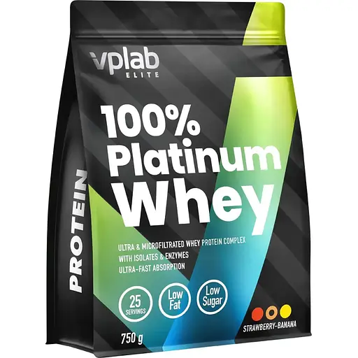 Протеїн VPLab 100% Platinum Whey Полуниця та банан 750 г