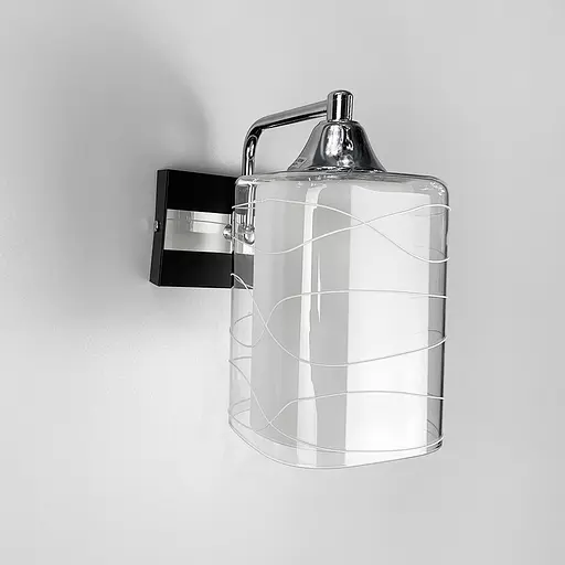 Бра в чорному корпусі на 1 плафон Line F 126/1 CR+BK+WT - фото 1