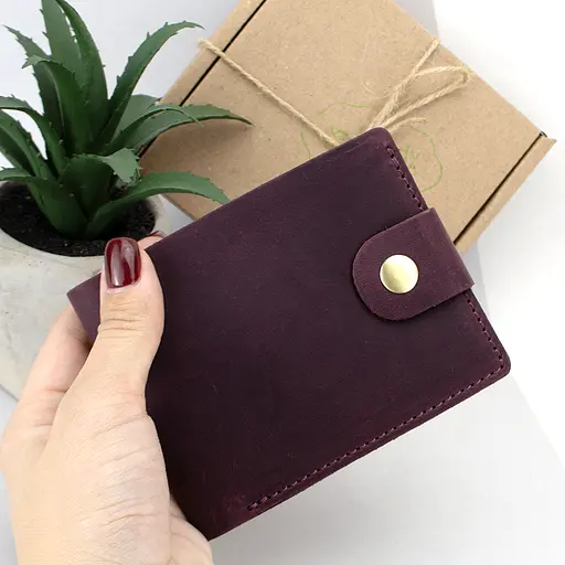 Портмоне мужское кожаное  на кнопке Handycover HC0028 бордовое - фото 7