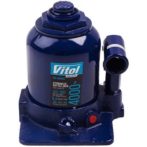 Домкрат гідравлічний телескопічний Vitol 4т 2-циліндричний 160-390 мм 6.4 кг (DB-40002C) - фото 1