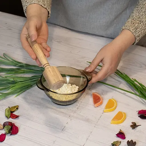 Макогон толкушка картофелемялка фигурная маленькая деревянная 18 см, Kitchette Бежевый 86103 - фото 5