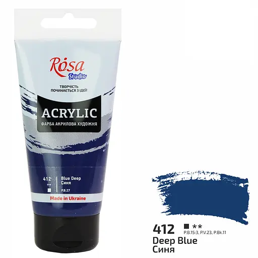 Фарба акрилова Rosa Studio Синя 412, 75 мл