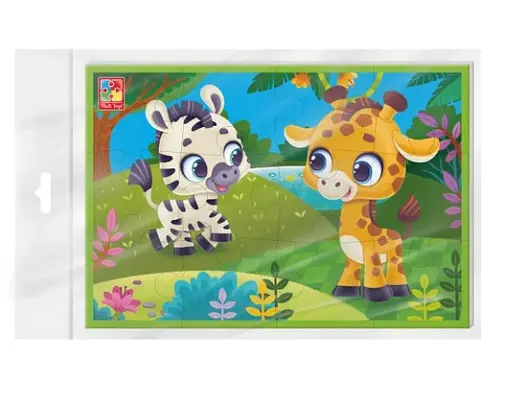 Игра развивающая Vladi Toys мягкие пазлы А5 Зебра и жираф, VT1104-21 (укр)