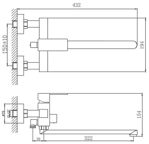 Змішувач для ванни TROYA GOF7-A095 нержавіюча сталь 30412 - фото 3