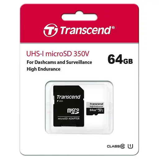 Карта памяти Transcend 64GB microSDXC C10 UHS-I U1 High Endurance (85TB) (TS64GUSD350V) - фото 2