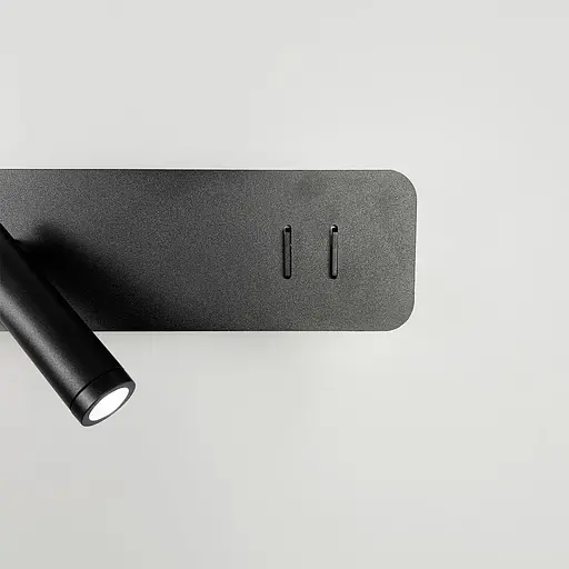 Чорне бра з білим плафоном та спотом на 2 вимикачі 40х8 см Line F Арт. B91/2 BK - фото 3