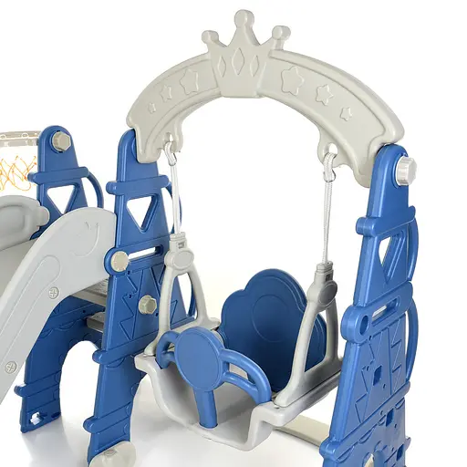 Дитяча гірка-гойдалка BAMBI CASTLE-4 з баскетбольним кільцем, ш146-г180-в122см, синя - фото 8