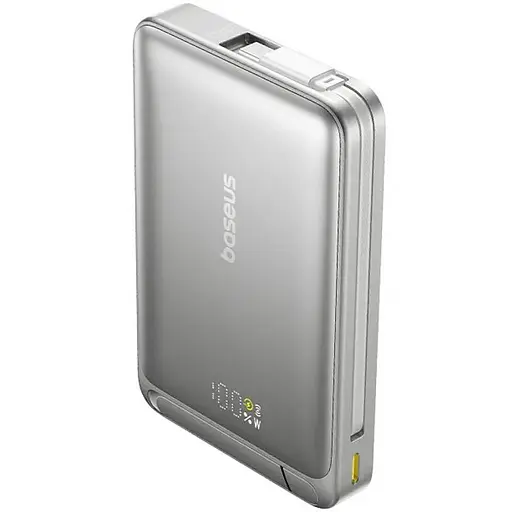 Портативний ЗП Power Bank Baseus Nomos Qi2 Kickstand OS with Cable 45W з БЗП 10000 mAh (P10078800) Lunar Gray