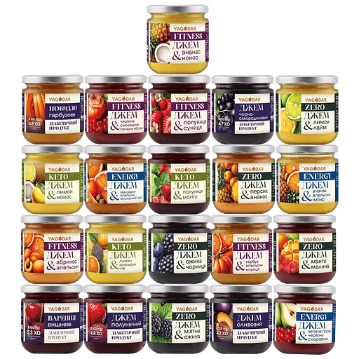 Набор джемов без сахара Yagodar все вкусы, 21 шт