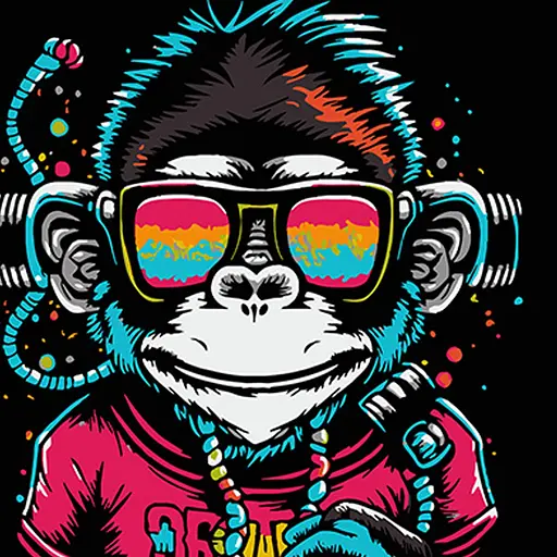 Набор для росписи Strateg Обезьяна в наушниках и очках на черном фоне 40х40 см (AV4040-53) - фото 1