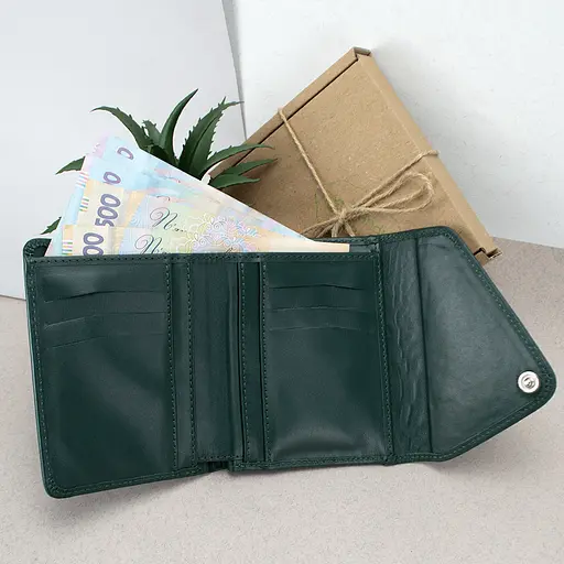 Гаманець жіночий шкіряний маленький Sabrina зелений пітон - фото 2