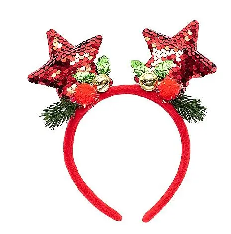 Ободок новорічний СХ-24 Зірки/Ялинки/Олень з паєтками (6968811209248) Зірочки Вид 3 - фото 1