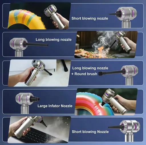 Мощный беспроводной пылесос 3-в-1 с LED подсветкой, 16000 Pa, функция обдува, литиевая батарея 6000 mAh - фото 8