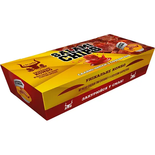 Набір Ch!arky Комбо м’ясні снеки "салямі чипси" з соусом барбекю 94 г