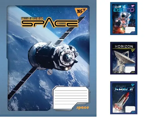 Зошити учнівські 36 аркушів лінія. YES Space 15 шт. в упаковці