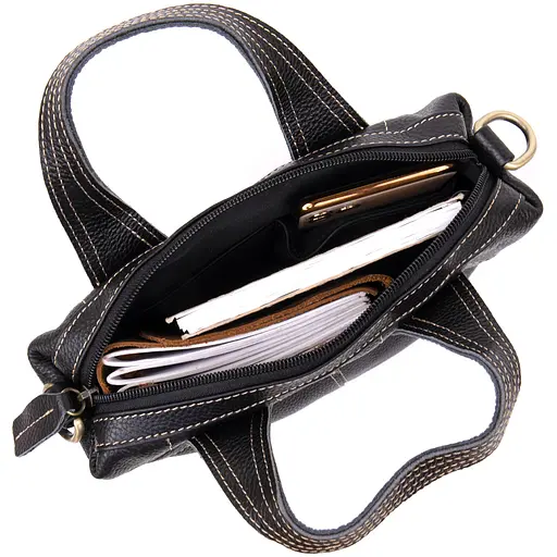 Кожаная сумка на молнии женская Vintage 25х27х5 см sum0013986 - фото 3