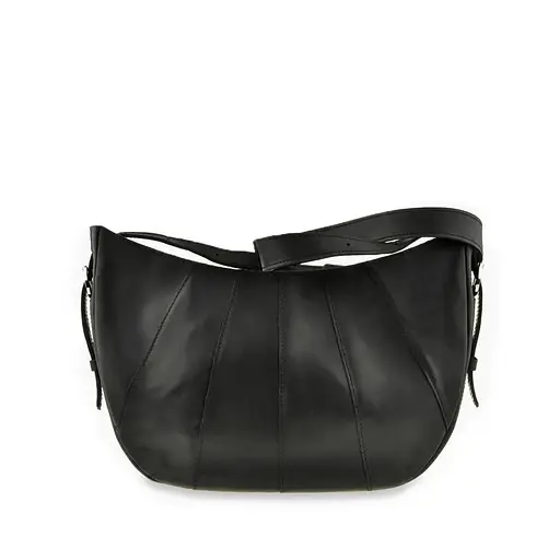 Шкіряна жіноча сумка Круасан чорна Crazy Horse - фото 9