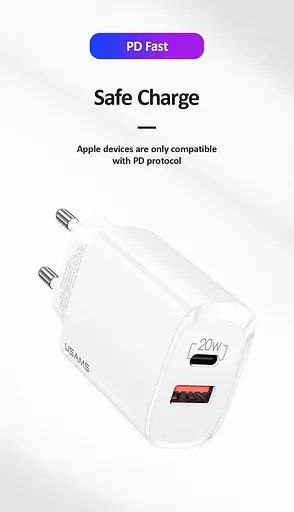 Сетевой адаптер USAMS T35 Fast Charger US-CC121 - USB+Type-C 20W белый - фото 4