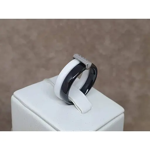 Срібне кільце Aurora з керамікою і фіанітами. С1104ЧБ - фото 3