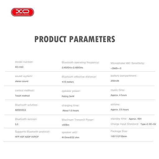 Наушники беспроводные XO X40 Noak стереогарнитура в кейсе черная - фото 4