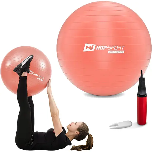 Фитбол Hop-Sport 55см розовый + насос 2020 - фото 4