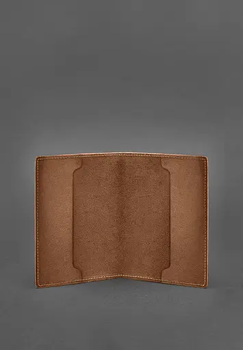 Кожаная обложка для служебного удостоверения военнослужащего Госспецсвязи светло-коричневая - фото 4