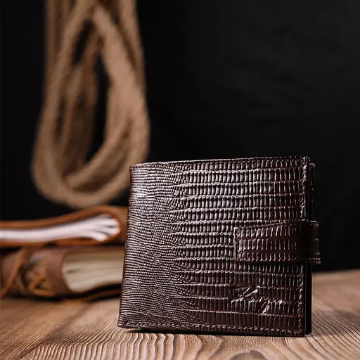 Чоловічий шкіряний гаманець KARYA 11х9х2 см acs0023919 - фото 7