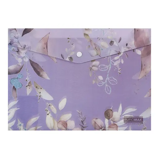 Папка-конверт на кнопці, Arabeski, А4, непрозорий матовий пластик, сливовий, 4 шт.