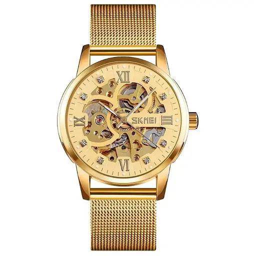 Мужские скелетоны часы Skmei 9199 (Золотой)