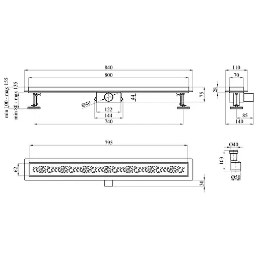 Линейный трап Kroner KRP Eifel M80 Muster с сухим затвором (CV034167) - фото 4