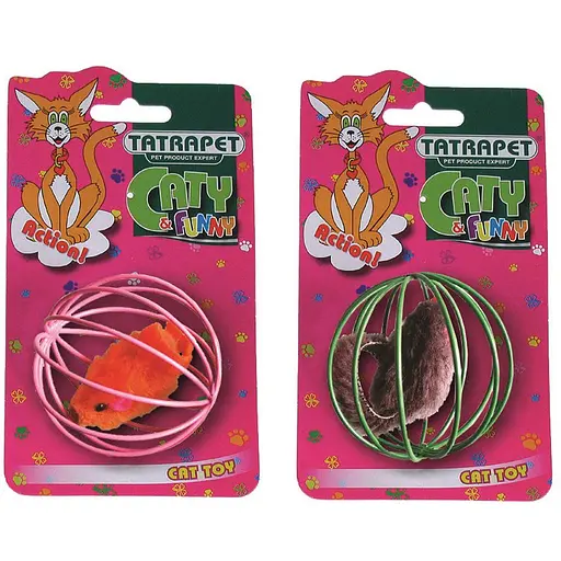 Игрушка для кошек Tatrapet Caty funny мышь в металлическом шаре 6 см