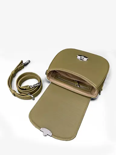 Жіноча шкіряна сумка Naomi оливкова - фото 5