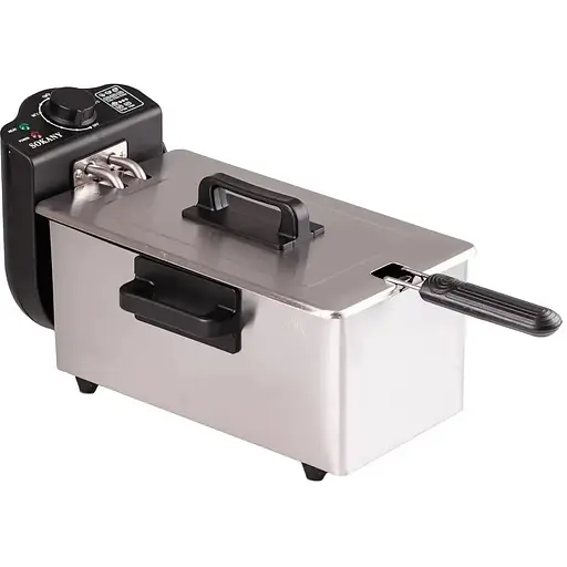 Побутова електрична фритюрниця Sokany на 3.5л захист від перегріву WJ-800 з кришкою та знімною чашею 2000Вт - фото 1