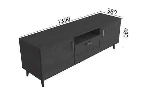 Тумба Лестер на конусних ніжках Ferrum-decor 48x139x38 Чорний метал ДСП Сосна Кембра 16 мм (FRD-106802) - фото 3