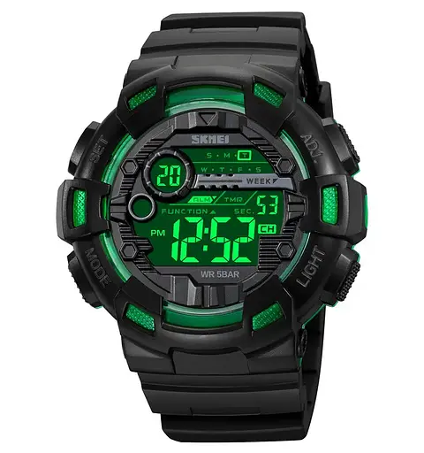 Часы мужские спортивные наручные Skmei 2110 (Черный с зеленым) - фото 4