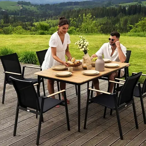 Комплект садовой мебели Di Volio Brivio 6+1 черный/бежевый - фото 3