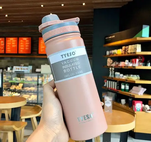 Термобутылка Tyeso 530 мл из нержавеющей стали для кофе воды pink - фото 2
