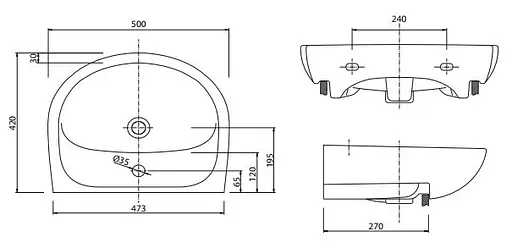 Раковина Kolo Solo 50x42 7115100U - фото 2