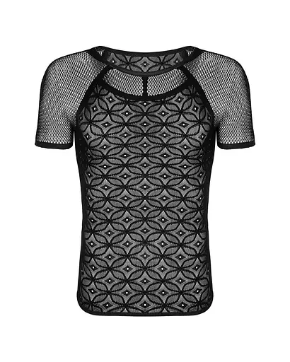 Мужская полупрозрачная футболка с орнаментом Obsessive T102 T-shirt черная S/M/L - фото 6