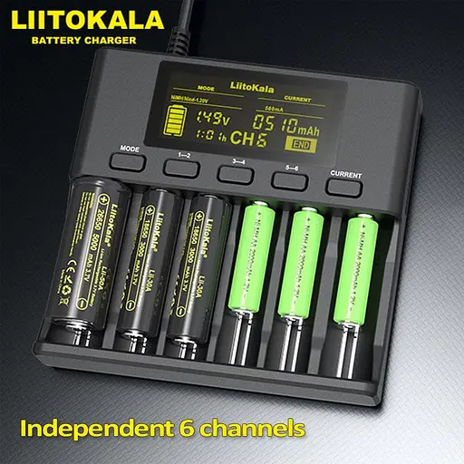 Универсальное зарядное устройство Liitokala Lii-S6 (6 каналов) с блоком питания - фото 7