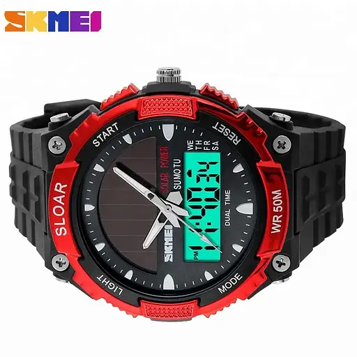 Мужские спортивные часы Skmei 1049 с солнечной батареей (Красный) - фото 4