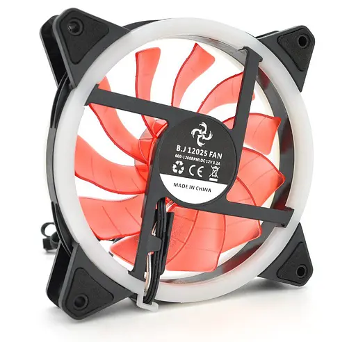 Кулер корпусной Voltronic BJ12025 DC sleeve fan 3pin+4pin, 120 120 25мм, 12V, 1200об/мин, Red, двухсторонний - фото 2