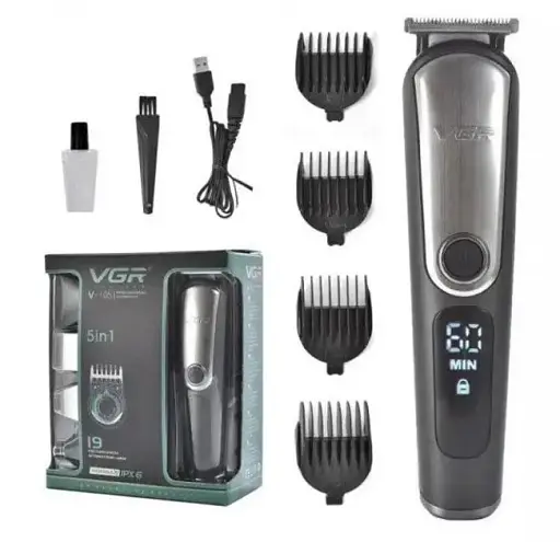 Машинка для стрижки волосся VGR V-105 тример для вусів та бороди з насадками 5 в 1 - фото 5