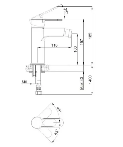 Смеситель для биде Adell Lento однорычажный Хром 30412 - фото 2