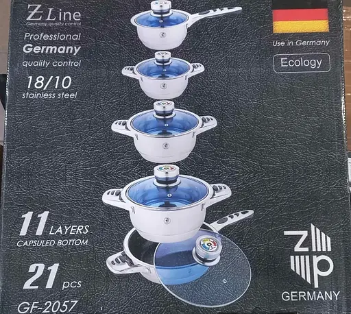 Набір каструль з кришками та сковородою German Family GF-2057, 21 предмет - фото 4