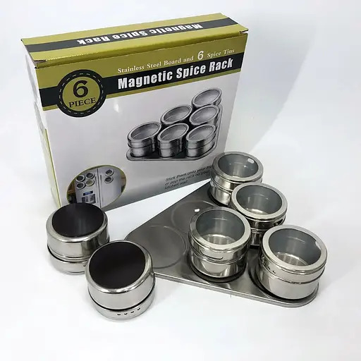 Набор емкостей для специй и приправ с магнитной подставкой, 6 кухонных баночек по 100 мл, Zauberg 87218 - фото 6