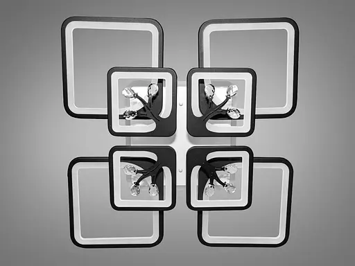 LED люстра на стелю з димером і кольоровим підсвічуванням, 190Вт.чорна - фото 3